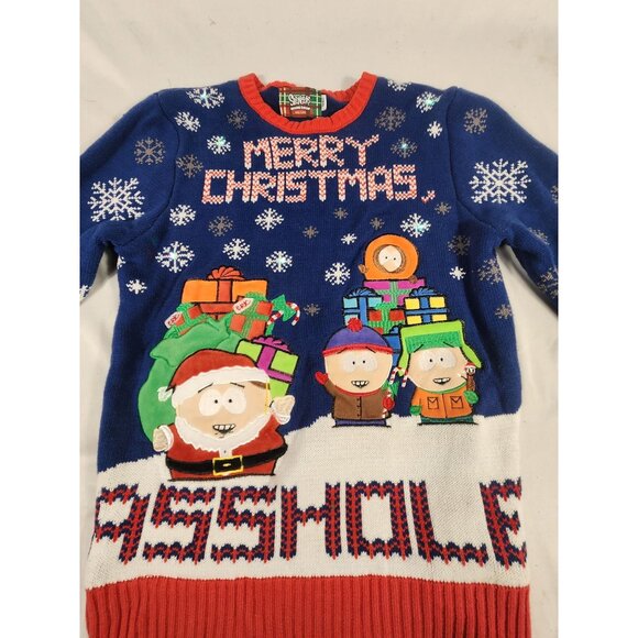 NWOT Spencers Workshop Southpark Ugly Christmas Sweater A$$ H#** Light Up US:S - Picture 2 of 6